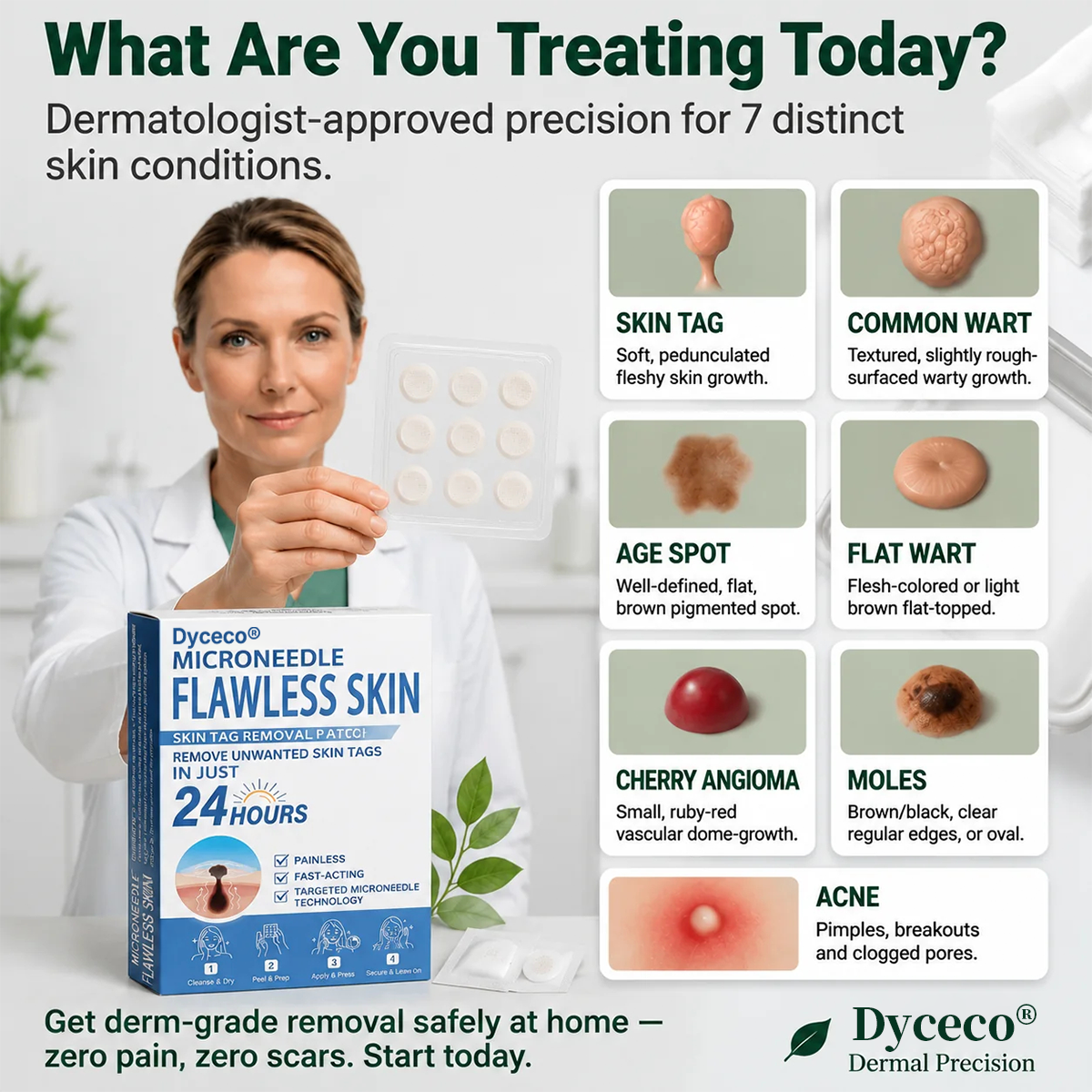 👩‍⚕️💎 𝐎𝐟𝐟𝐢𝐜𝐢𝐚𝐥 𝐒𝐭𝐨𝐫𝐞 | Dyceco® 🍁 𝐁𝐨𝐭𝐚𝐧𝐢𝐜𝐚𝐥 𝐌𝐢𝐜𝐫𝐨𝐧𝐞𝐞𝐝𝐥𝐞 𝐇𝐲𝐝𝐫𝐨𝐜𝐨𝐥𝐥𝐨𝐢𝐝 𝐏𝐚𝐭𝐜𝐡 (𝐅𝐨𝐫 𝐒𝐤𝐢𝐧 𝐓𝐚𝐠𝐬, 𝐒𝐦𝐚𝐥𝐥 𝐒𝐤𝐢𝐧 𝐆𝐫𝐨𝐰𝐭𝐡𝐬, 𝐖𝐚𝐫𝐭𝐬, 𝐌𝐨𝐥𝐞𝐬, 𝐀𝐠𝐞 𝐒𝐩𝐨𝐭𝐬 & 𝐏𝐢𝐠𝐦𝐞𝐧𝐭𝐚𝐭𝐢𝐨𝐧 𝐂𝐨𝐧𝐜𝐞𝐫𝐧𝐬)