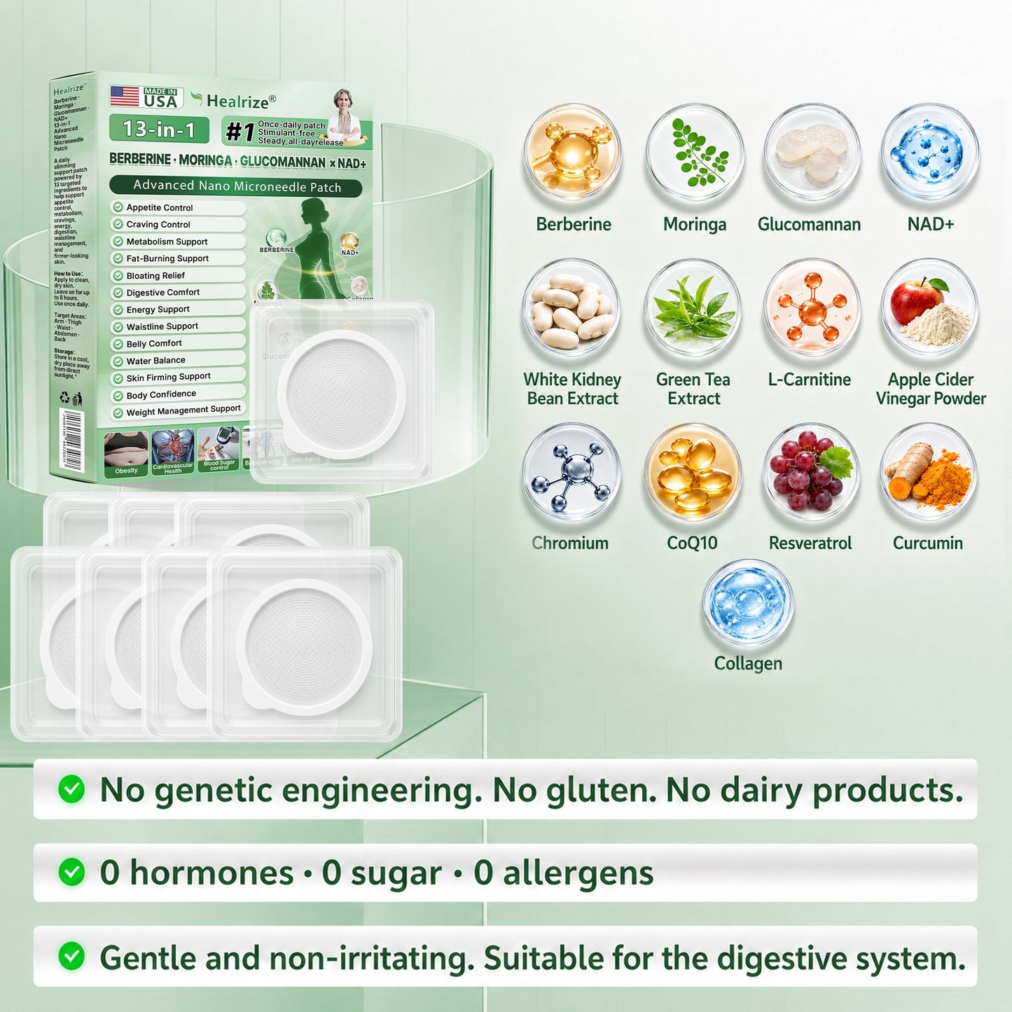 Officially Recommended 🚑 | Healrize® Berberine · Moringa · Glucomannan × NAD+ 13-in-1 Advanced Nano Microneedle Patch👨‍⚕️Once Daily · Visible Support in 7 Days · For Weight, Belly Fat, Loose Skin, Cravings & More🚀
