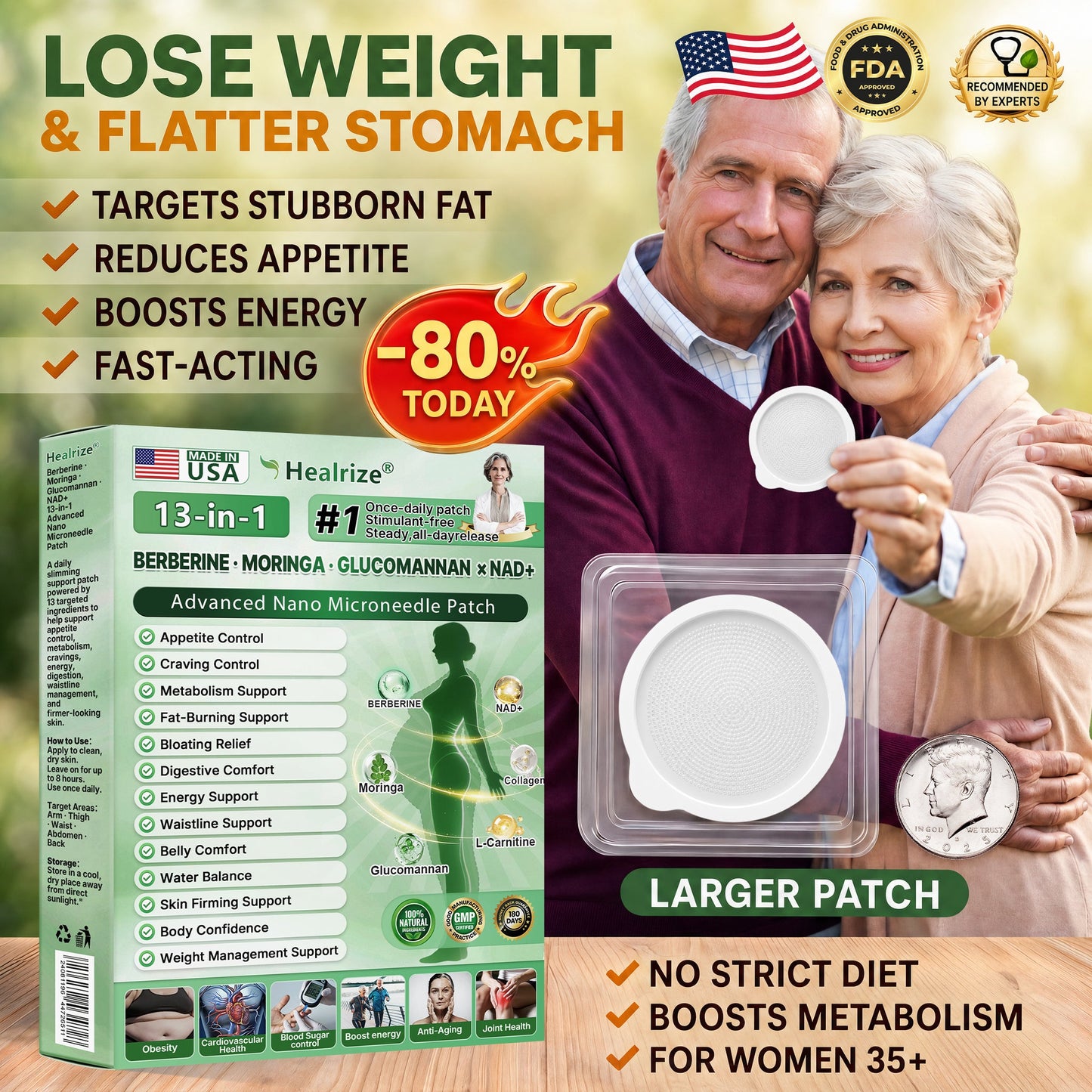 Officially Recommended 🚑 | Healrize® Berberine · Moringa · Glucomannan × NAD+ 13-in-1 Advanced Nano Microneedle Patch👨‍⚕️Once Daily · Visible Support in 7 Days · For Weight, Belly Fat, Loose Skin, Cravings & More🚀